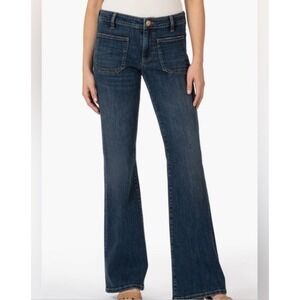Kut from the Kloth Ana High Rise Flare Trouser Jeans Medium Wash Sz 12P Classic